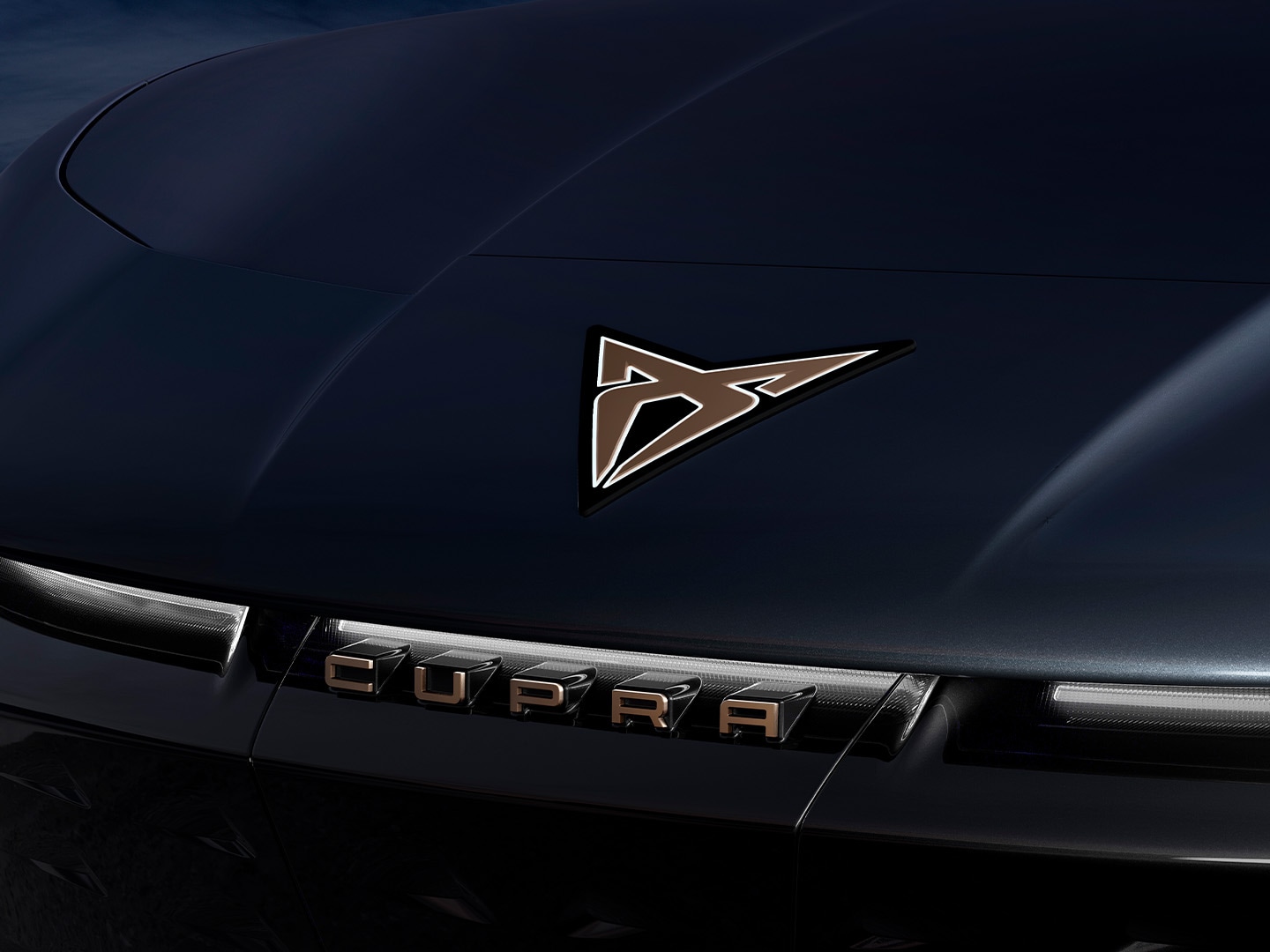 Exterior lighting CUPRA Tavascan glowing CUPRA logo